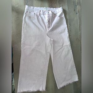 NWOT. Madewell wide leg crop. Size 34. Light pink. Raw hem.